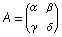 A = ( α   β )        γ   δ