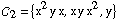 �r _ 2 = {x^2 y x, x y x^2, y}