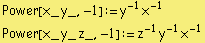Power[x_ y_, -1] := y^(-1) x^(-1) Power[x_ y_ z_, -1] := z^(-1) y^(-1) x^(-1) 