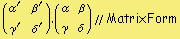 (       '         ' ) . ( α   β ) // MatrixForm   α    β                           γ   δ         '         '   γ    δ