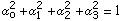 α _ o^2 + α _ 1^2 + α _ 2^2 + α _ 3^2 = 1